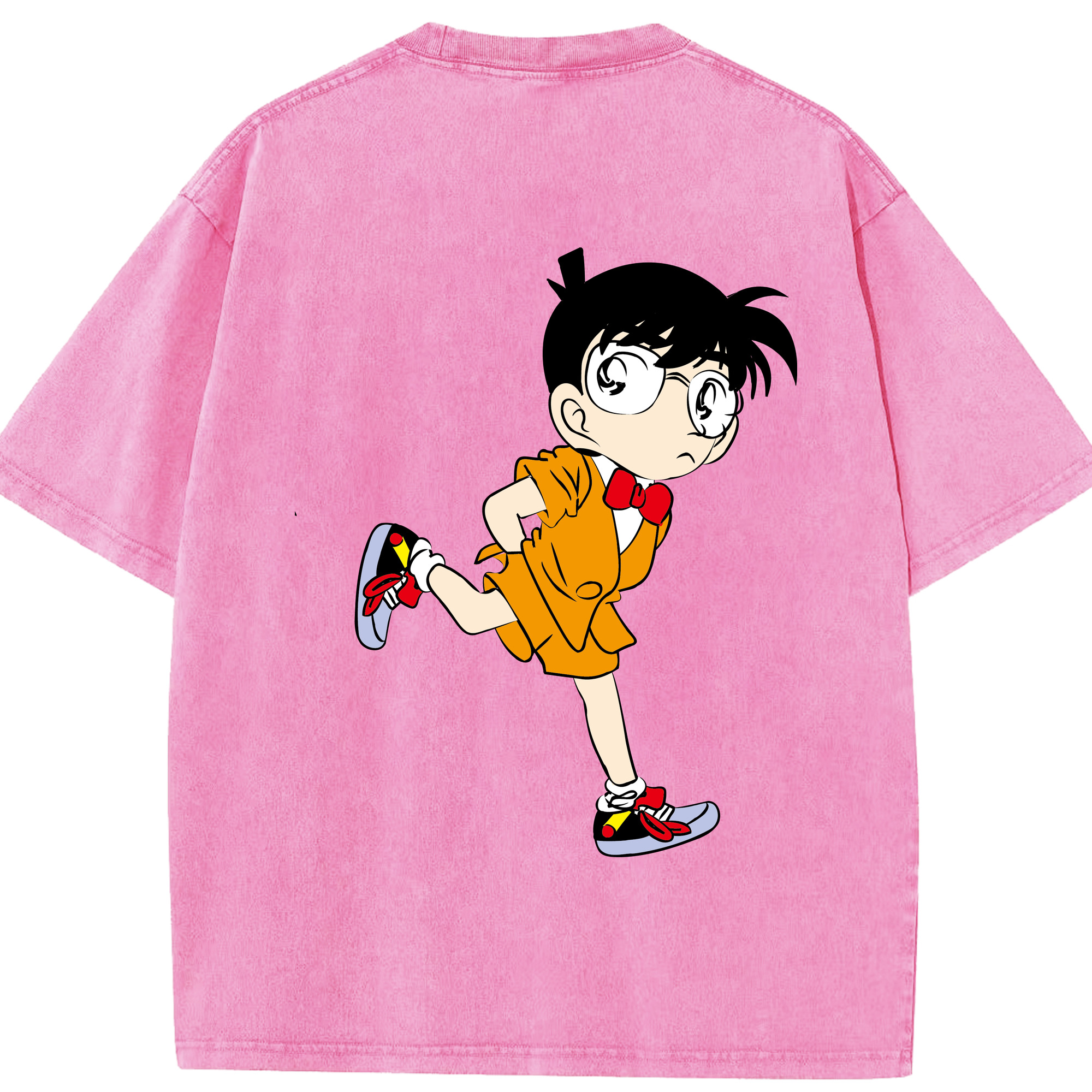 （画像用） 名探偵コナン 江戸川 コナン Detective Conan Conan Edogawa 綿100% ヴィンテージ風 半袖Tシャツ（背面プリント）